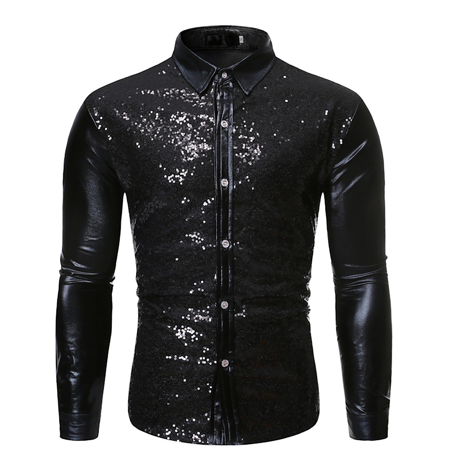 thumbnail image 2 of Camisa estampada de manga larga para hombre: blusa informal estampada, material de poliéster, tallas reales, S-XL, 2 of 8